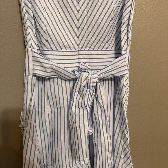 Rebecca Taylor Women's Sleeveless Stripe Wrap Dress linen blend - Picture 7 of 10
